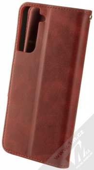 1Mcz Porter Book flipové pouzdro pro Samsung Galaxy S21 tmavě červená (dark red) zezadu