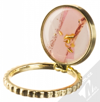 1Mcz Ring Emblém Mramor držák na prst světle růžová (light pink) držák