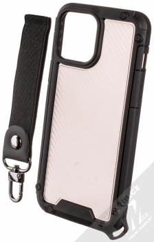 1Mcz Shield odolný ochranný kryt s poutkem na ruku pro Apple iPhone 13 Pro Max černá černá průhledná (black transparent black)