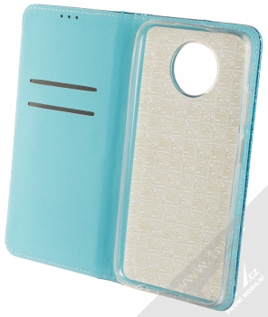 1Mcz Shining Book třpytivé flipové pouzdro pro Xiaomi Redmi Note 9T modrá (blue) otevřené