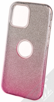 1Mcz Shining Duo TPU s výřezem třpytivý ochranný kryt pro Apple iPhone 12, iPhone 12 Pro stříbrná růžová (silver pink)