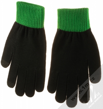 1Mcz Touch Gloves Santa Claus pletené rukavice pro kapacitní dotykový displej černá zelená (black green) dlaň rukou