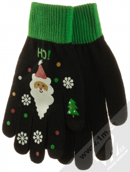 1Mcz Touch Gloves Santa Claus pletené rukavice pro kapacitní dotykový displej černá zelená (black green)