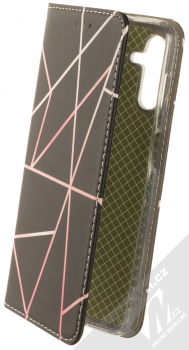 1Mcz Trendy Book Lines flipové pouzdro pro Samsung Galaxy A04s, Galaxy A13 5G černá růžová (black pink)