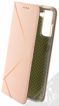1Mcz Trendy Book Lines flipové pouzdro pro Samsung Galaxy S21 FE světle růžová žlutá (light pink yellow)