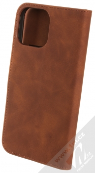1Mcz Velvet Book flipové pouzdro pro Apple iPhone 13 Pro Max hnědá (brown) zezadu