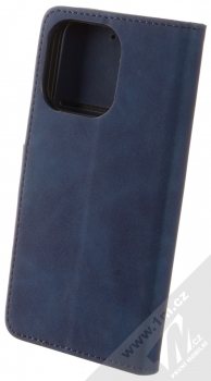 1Mcz Velvet Book flipové pouzdro pro Apple iPhone 14 Pro tmavě modrá (dark blue) zezadu