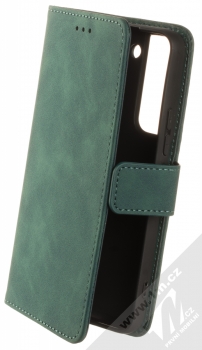 1Mcz Velvet Book flipové pouzdro pro Samsung Galaxy S22 5G tmavě zelená (dark green)