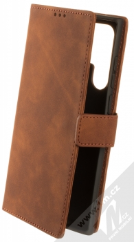 1Mcz Velvet Book flipové pouzdro pro Samsung Galaxy S22 Ultra 5G hnědá (brown)