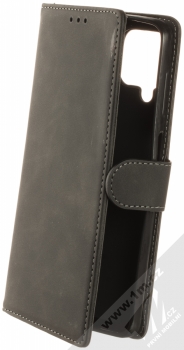 1Mcz Velvety Marten Book flipové pouzdro pro Samsung Galaxy A12, Galaxy M12 černá (black)