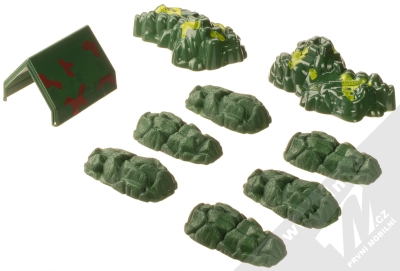 1Mcz Vojenská základna sada plastových vojáčků s příslušenstvím 300 ks armádní kamufláž (army camouflage) stan a scenérie zelené