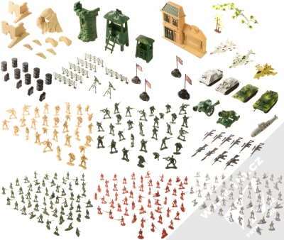 1Mcz Vojenská základna sada plastových vojáčků s příslušenstvím 300 ks armádní kamufláž (army camouflage)