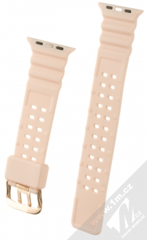 1Mcz Waves silikonový řemínek pro Apple Watch 42mm, Watch 44mm, Watch 45mm, Watch Ultra 49mm světle růžová (powder pink) zezadu