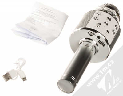 1Mcz WS-858 Bluetooth karaoke mikrofon s reproduktorem stříbrná (silver) balení