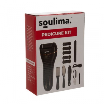 Soulima TS-001 Elektrický pilník na chodidla a sada příslušenství na paty, nohy a pedikúru 13 ks černá (black)