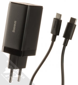 Baseus GaN3 Pro Fast Charger nabíječka do sítě s 2x USB Type-C + 1x USB výstupy 65W a USB Type-C kabel (CCGP050101) černá (black)