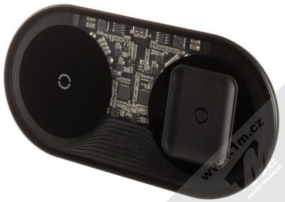 Baseus Simple 2in1 Wireless Charger podložka pro bezdrátové nabíjení (WXJK-A01) černá průhledná (black transparent) seshora