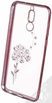 Beeyo Roses pokovený ochranný kryt pro Huawei Mate 10 Lite růžová průhledná (pink transparent) zepředu