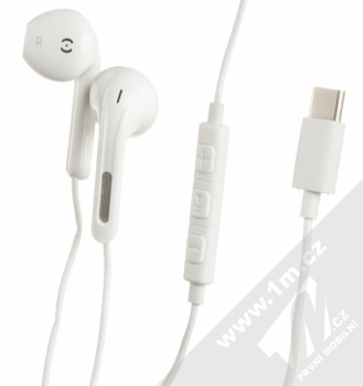 Blue Star Type-C Headset sluchátka s mikrofonem, ovladačem a USB Type-C konektorem bílá (white)