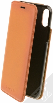 Bugatti Parigi Full Grain Leather Booklet Case flipové pouzdro z pravé kůže pro Apple iPhone X hnědá (cognac)