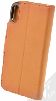 Bugatti Zurigo Full Grain Leather Booklet Case flipové pouzdro z pravé kůže pro Apple iPhone X hnědá (cognac) zezadu