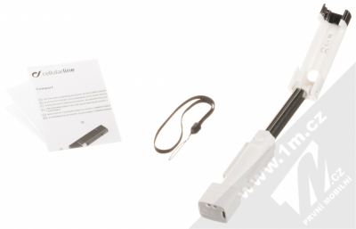 CellularLine Compact Bluetooth Selfie Stick teleskopická tyč, držák do ruky s bezdrátovým tlačítkem spouště přes Bluetooth bílá (white) balení