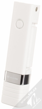 CellularLine Compact Bluetooth Selfie Stick teleskopická tyč, držák do ruky s bezdrátovým tlačítkem spouště přes Bluetooth bílá (white) složené