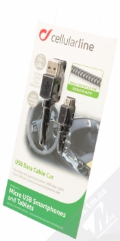 CellularLine USB Data Cable Car kroucený USB kabel s microUSB konektorem černá (black) krabička