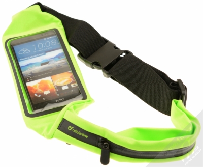 CellularLine Waistband View Running elastické sportovní pouzdro na pas pro mobilní telefon, mobil, smartphone limetkově zelená (lime) s telefonem