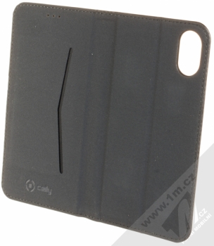 Celly Ghost Wally flipové pouzdro podporující magnetické držáky pro Apple iPhone X černá (black) otevřené bez krytu