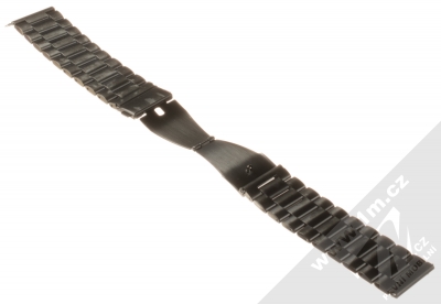 Dahase Stainless Steel Wristband pásek z leštěného kovu na zápěstí pro Xiaomi Amazfit 2 Stratos černá (gunmetal black) rozepnuté