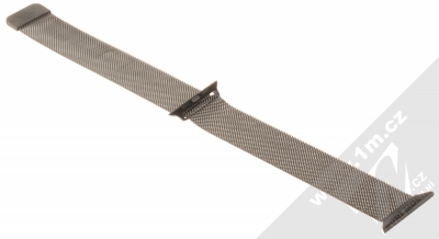 Devia Elegant Milanese Loop magnetický pásek z leštěného kovu na zápěstí pro Apple Watch 42mm, Watch 44mm černá (space black) rozepnuté zezadu