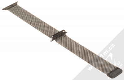 Devia Elegant Milanese Loop magnetický pásek z leštěného kovu na zápěstí pro Apple Watch 42mm, Watch 44mm černá (space black) rozepnuté