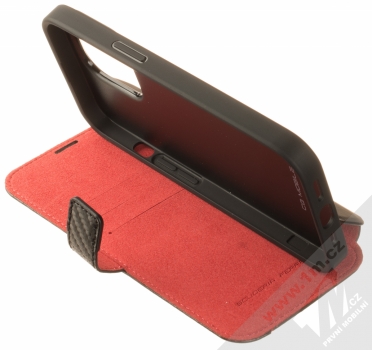 Ferrari On Track Carbon Stripe flipové pouzdro pro Apple iPhone 13 Pro (FESAXFLBKP13LBK) černá (black) stojánek