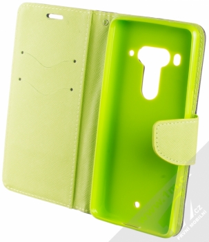 Forcell Fancy Book flipové pouzdro pro HTC U12 Plus modrá limetkově zelená (blue lime) otevřené