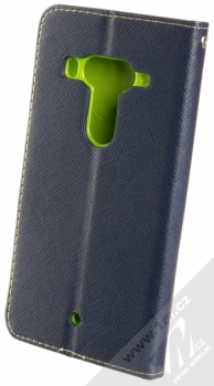 Forcell Fancy Book flipové pouzdro pro HTC U12 Plus modrá limetkově zelená (blue lime) zezadu