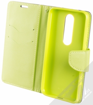 Forcell Fancy Book flipové pouzdro pro Nokia 6.1 Plus modrá limetkově zelená (blue lime) otevřené