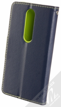 Forcell Fancy Book flipové pouzdro pro Nokia 6.1 Plus modrá limetkově zelená (blue lime) zezadu
