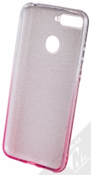 Forcell Shining třpytivý ochranný kryt pro Huawei Y6 Prime (2018), Honor 7A stříbrná růžová (silver pink) zepředu