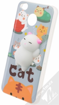 Forcell Squishy ochranný kryt s antistresovou postavičkou pro Xiaomi Redmi 4X bílá kočička šedá (white cat grey)