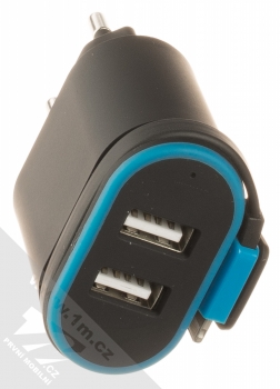 Forever TC-02 nabíječka do sítě s Apple Lightning konektorem a 2x USB výstupy černá modrá (black blue) komplet USB výstupy