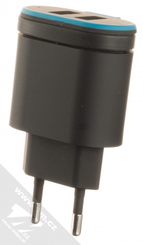 Forever TC-02 nabíječka do sítě s Apple Lightning konektorem a 2x USB výstupy černá modrá (black blue) komplet