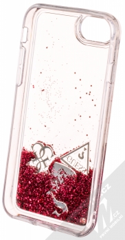 Guess Liquid Glitter Question of Heart ochranný kryt s přesýpacím efektem třpytek pro Apple iPhone 6, iPhone 6S, iPhone 7, iPhone 8 (GUHCI8GLHFLRA) červená (red) zepředu