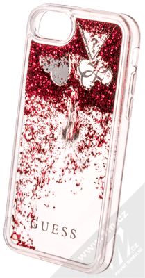Guess Liquid Glitter Question of Heart ochranný kryt s přesýpacím efektem třpytek pro Apple iPhone 6, iPhone 6S, iPhone 7, iPhone 8 (GUHCI8GLHFLRA) červená (red)