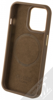 Guess MagSafe 4G ochranný kryt s MagSafe pro Apple iPhone 13 Pro (GUHMP13LU4GPRW) hnědá zlatá (brown gold) zepředu