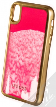 Guess Plated Sand Glow in the Dark ochranný kryt s přesýpacím efektem třpytek pro Apple iPhone XR (GUHCI61GLTRPI) zlatá růžová (gold pink) zezadu