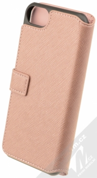 Guess Saffiano Booktype Case flipové pouzdro pro Apple iPhone 7 (GUFLBKP7TRO) růžově zlatá (rose gold) zezadu