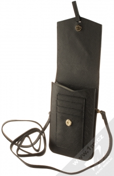 Guess Signature Saffiano Wallet Universal univerzální pouzdro kabelka s kapsičkami (GUWBRSAVSBK) černá (black) otevřené