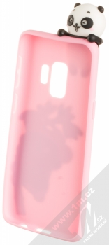 Haianguo Malá Panda na Bambusu 3D TPU ochranný kryt s 3D postavičkou a motivem pro Samsung Galaxy S9 světle růžová (light pink) zepředu