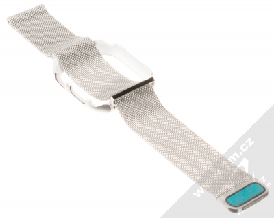 Jansin Milanese Magnetic with Case magnetický pásek z leštěného kovu na zápěstí s ochranným krytem pro Apple Watch 40mm stříbrná (silver) rozepnuté zezadu